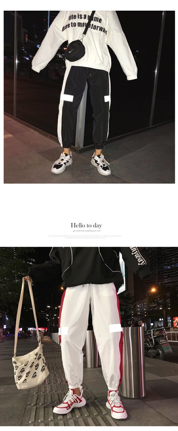 Quần siêu cháy quần nam và nữ hiphop lỏng chân dầm quần đôi thủy triều quốc gia phản chiếu quần Harlan thể thao giản dị quần dài nam