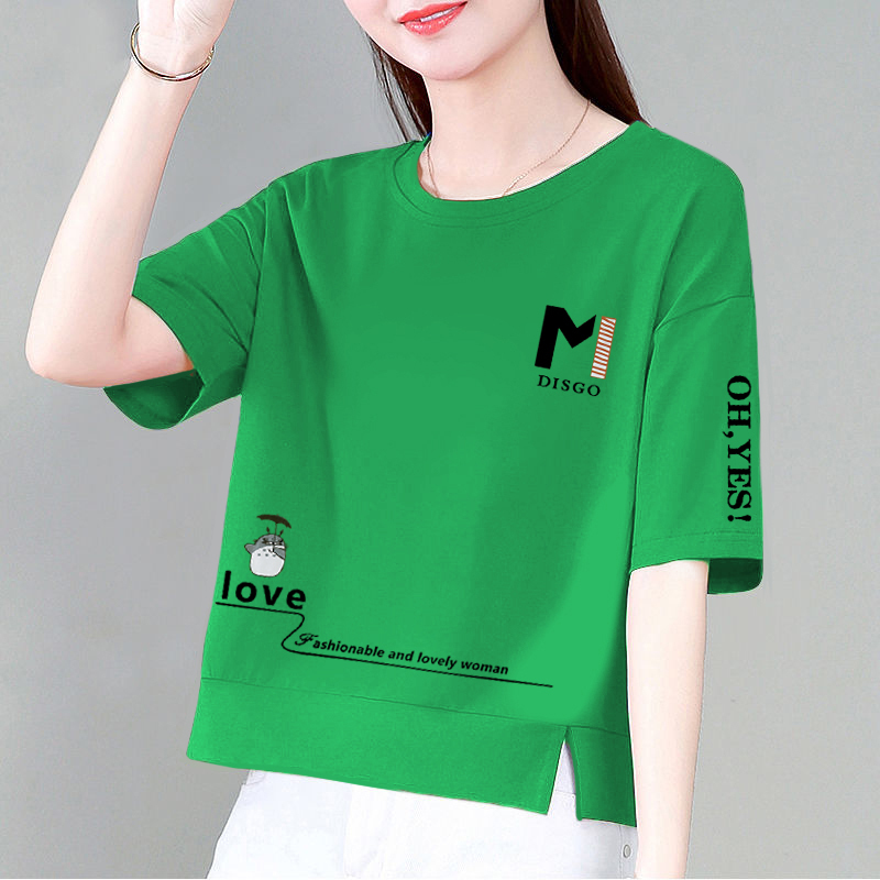 Pure Cotton Summer Korean Style Loose Thin Short-Sleeved T-Shirt for Women Casual Versatile Large Size Half-Sleeved T-Shirt Slimming Top