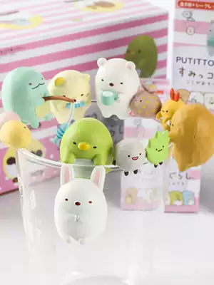 Cartoon wall corner fried shrimp tea friends small ornaments cute penguin cup cup edge doll cup mouth decorative blind box model
