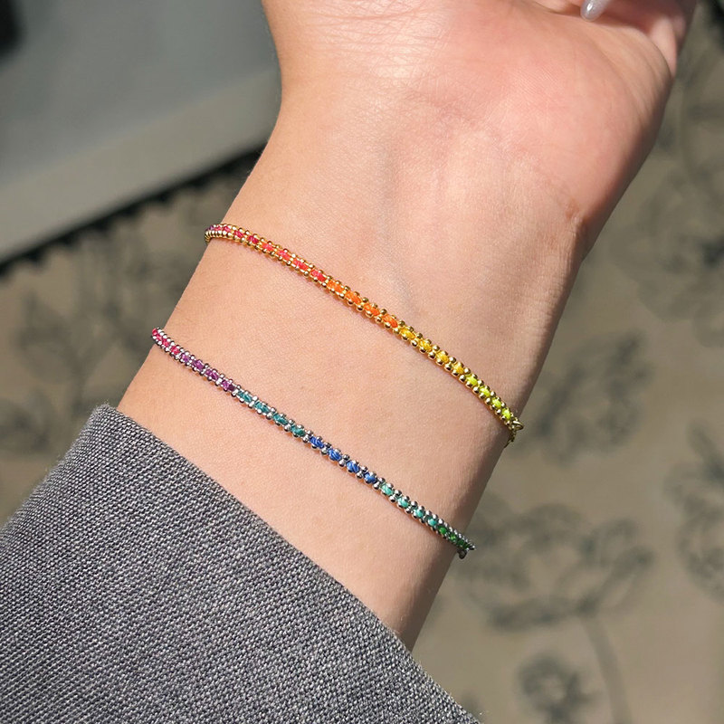 18K French Red String Rainbow-Colored Beaded Bracelet Series for Women and Couples, Lucky Bracelet for the Year of Birth