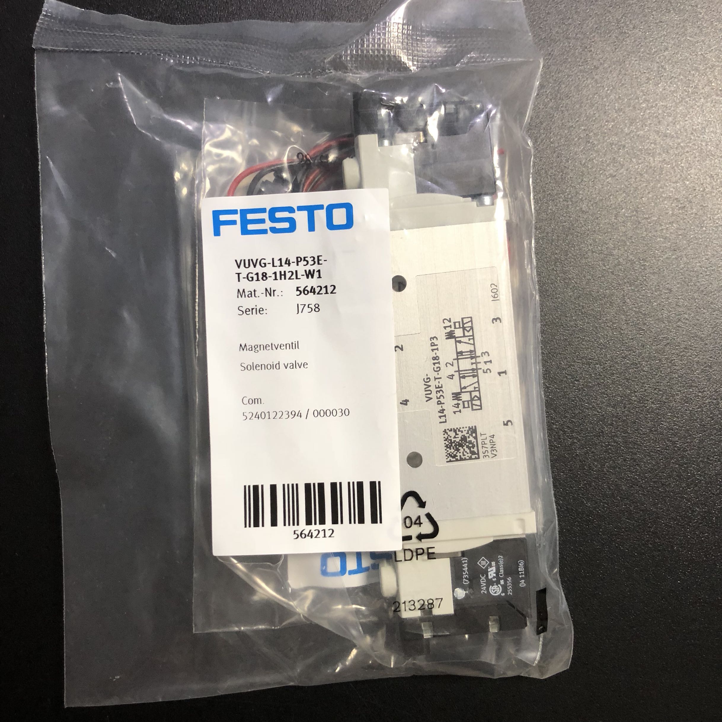 FESTO original solenoid valve VUVG-L14-P53E-1H2L-G18-W1 spot 