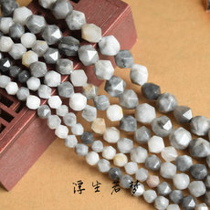 DIY аксессуары 纯天然灰鹰眼石钻石面菱形多切面散珠 diy手工 串珠手作材料配件