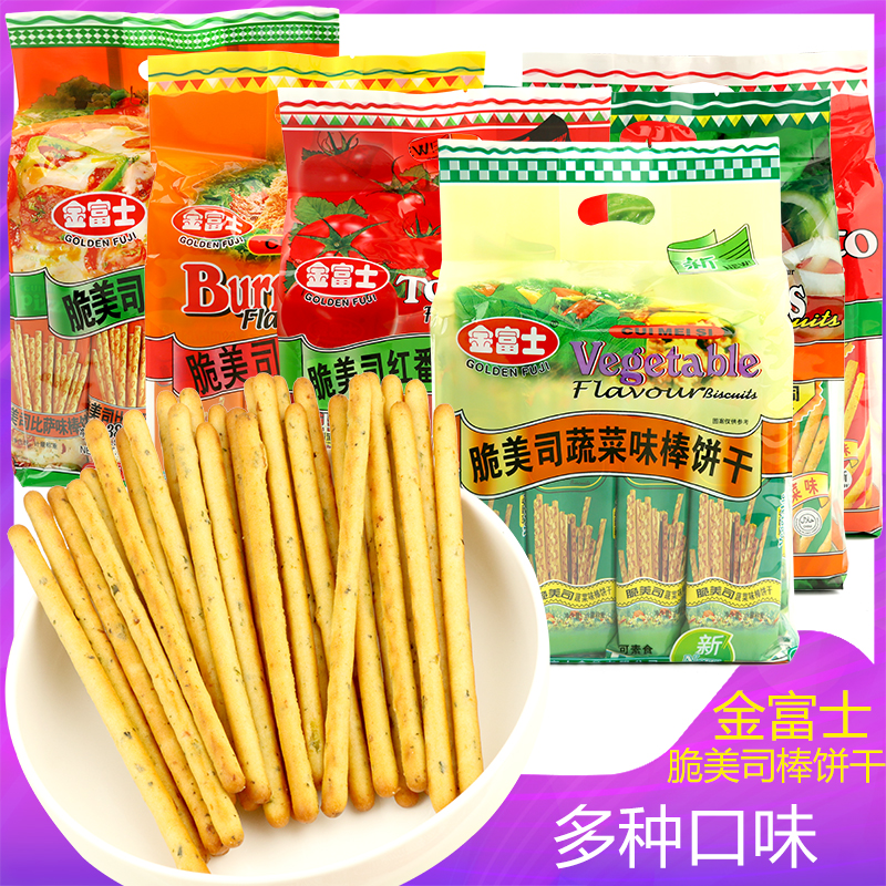 Jinfuji Crispy Misi Band Cookies 7 Vegetables Red Tomato Flavor 384g Teeth-Morning Finger Sticks Cookies Casual Snacks