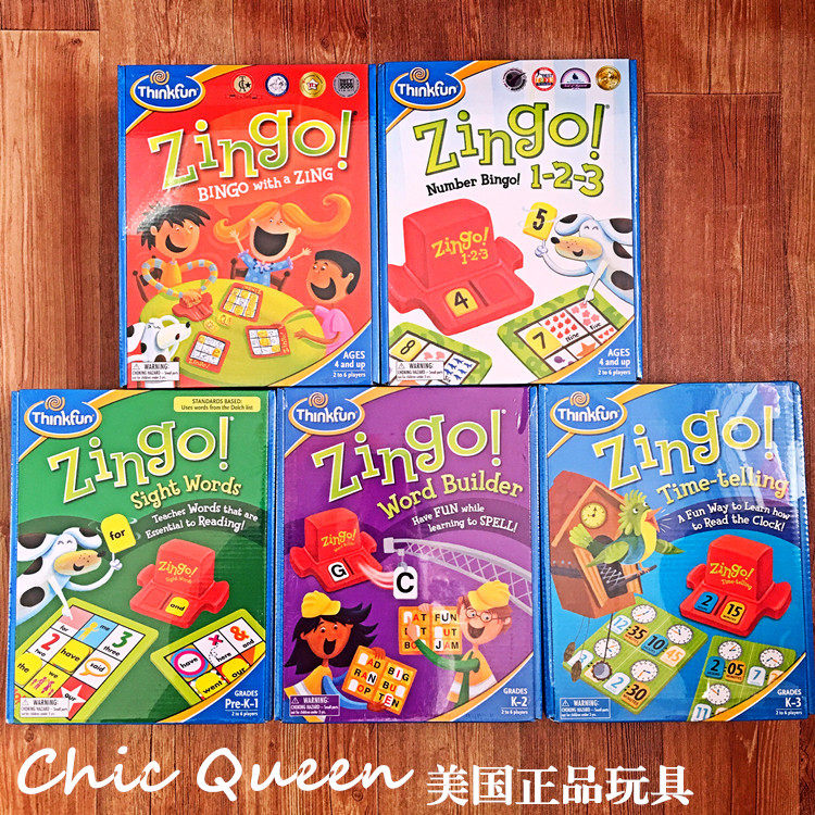 thinkfun zingo123 digital English words children's board game 456 years old think fun