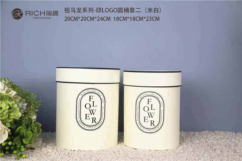 Ruiqu Zumalong waterproof round bucket Flower box and low bucket two-piece set of flower bouquet packaging gift box detail image 7