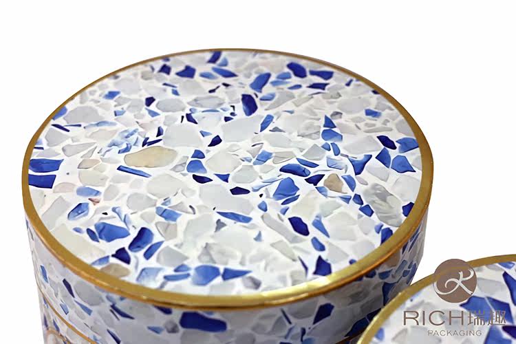 【瑞趣】新款水磨石纹礼盒套二鲜花干花抱抱桶创意礼盒详情2