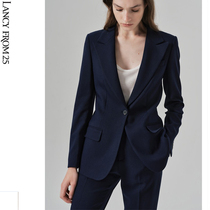 Longan Temperament High-end Hidden Cyan Suit Jacket Woman mid-length Career Commuter Positive Dress OL Interview Western suit suit