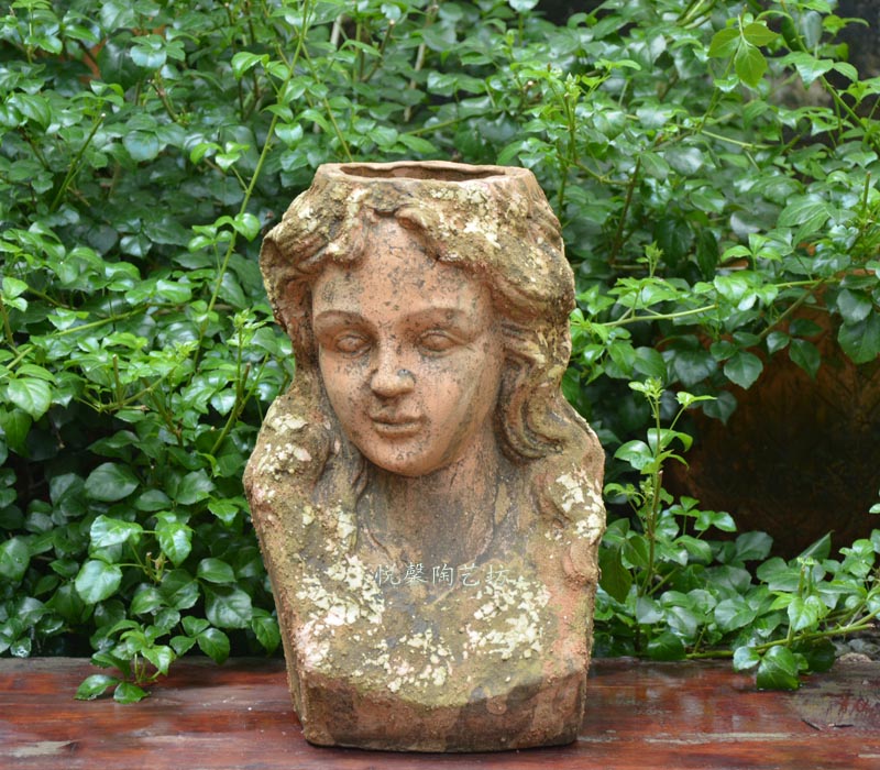 Eurostyle Style Pottery Floral Ware Fresh Tunic Style Goddess Avatar Pottery Basin Garden Courtyard Shop Soft-mounted Floral