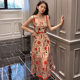 2020 new suspender fashion temperament retro lace embroidery dress slim long dress women's fashion trend