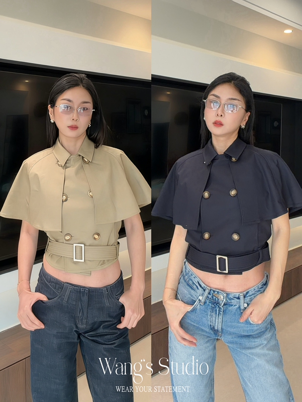 Zhanzhan's Same Style, Authentic Replica｜"Yuppie" Detachable Cape Trench Coat Jacket Khaki/Navy Blue