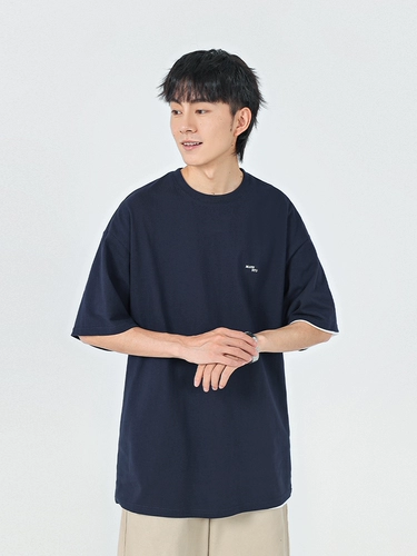 Однотонная японская базовая футболка для отдыха, круглый воротник