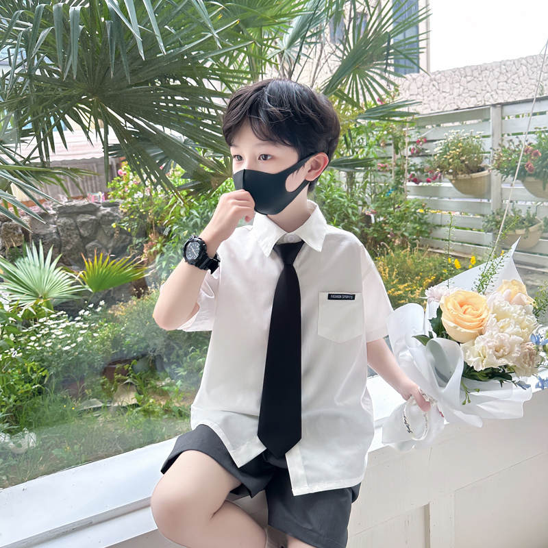 Boys' Shirt Suit Summer Wear 2026 New Style Preppy Style Boys' Performance Clothing 3-Year-Old Formal Wear Short-Sleeved 8 Summer Style Shirt