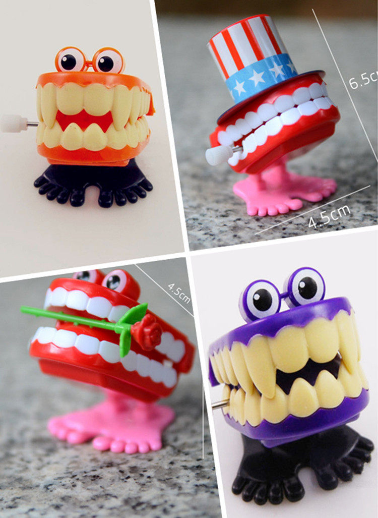 New Peculiar Upper Chain Clockwork Bounce Tooth Toys Children Early Lessons Wise Cute Cartoon Gift Animal Toys