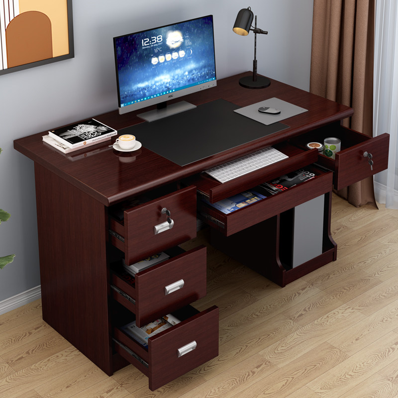 Desk computer desk writing desk style table 1 2 m with lock with drawer 1 4 m home desk office table-Taobao