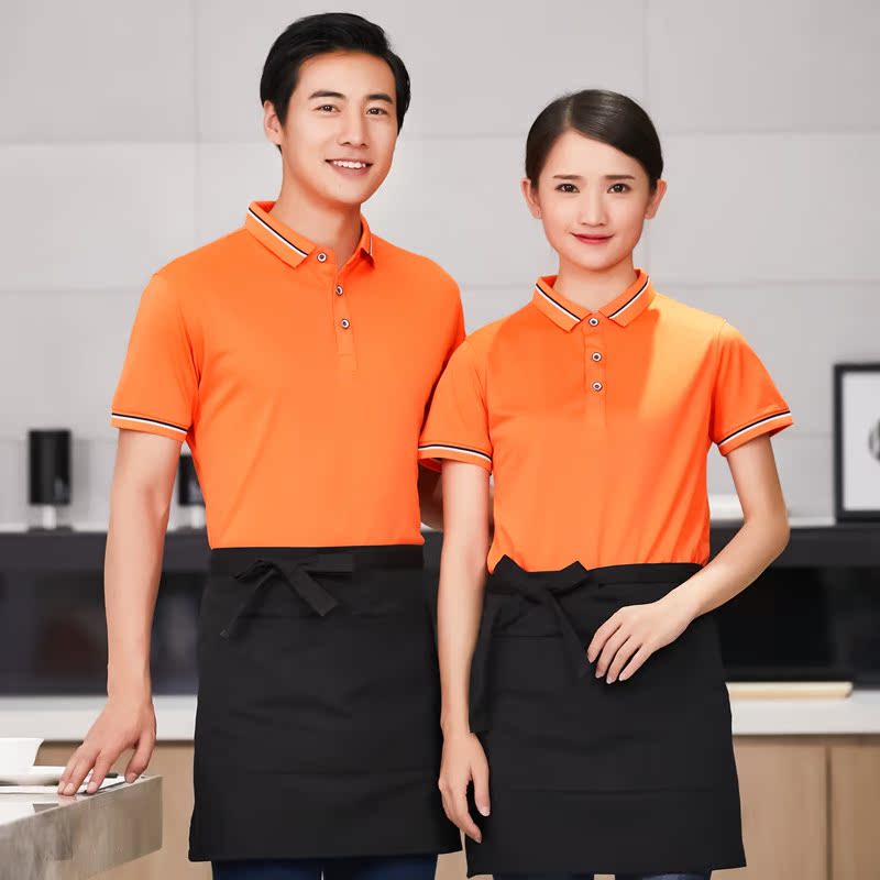 công việc bồi bàn Tây quần áo áo sơ mi POLO ngắn tay áo nhà hàng mùa hè lẩu nướng siêu thị T-shirt nam tùy chỉnh và phụ nữ mới