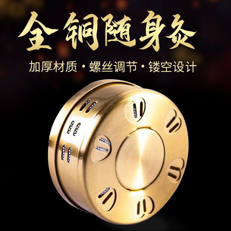 Moxibustion box with moxibustion and anti-scalding pure full copper abdomen to wet moxibustion tank warm moxibustion apparatus Family round hospital