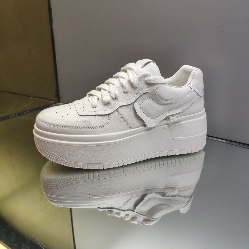 Cowhide Thick-Soled White Sneakers for Women, Versatile Casual Height-Increasing Slimming Platform Shoes, Genuine Leather Women's Shoes, Trendy