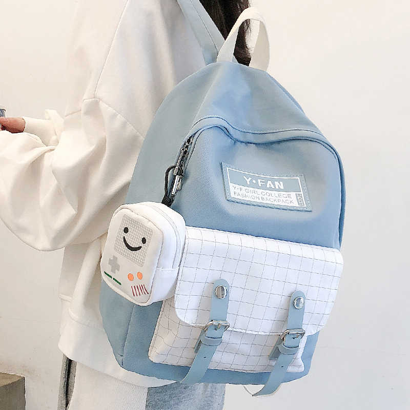 Schoolbag elementary school students middle school students junior high school students Korean version high school students ins large-capacity backpack women's trendy simple backpack