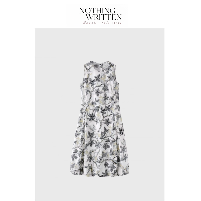 B Cool and Stylish Printed Sleeveless A-Line Dress for Women 2026 Summer New Round Neck Long Vest Dress