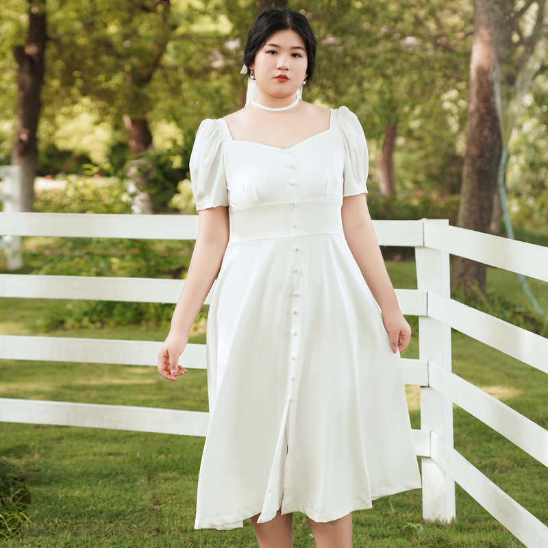 Light Wedding Dress, Small Formal Dress, French Style, Can Be Worn Casually, Slimming White Dress, Travel Photography, Marriage Registration, Plus Size for Chubby Women
