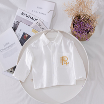 2022 new boy long sleeve shirt spring spring child white shirt baby boy pure cotton Korean version blouses