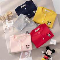 2022 Spring loaded child girls knitted sweatshirt boy baby Mickey red cardiovert sweater for the winter
