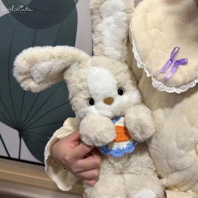 Hong Kong Sc Cute Rabbit Doll Good Night Rabbit Sleeping Companion Puppy Carrot Apron Rabbit Plush Toy Birthday Gift