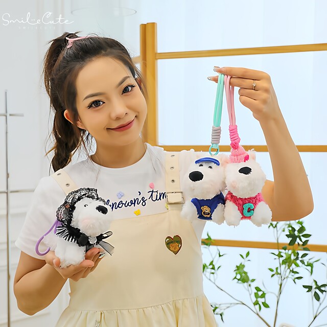 Hong Kong Sc Internet Celebrity West Highland Terrier Plush Cartoon Dog Doll Small Toy Bag Pendant Gift