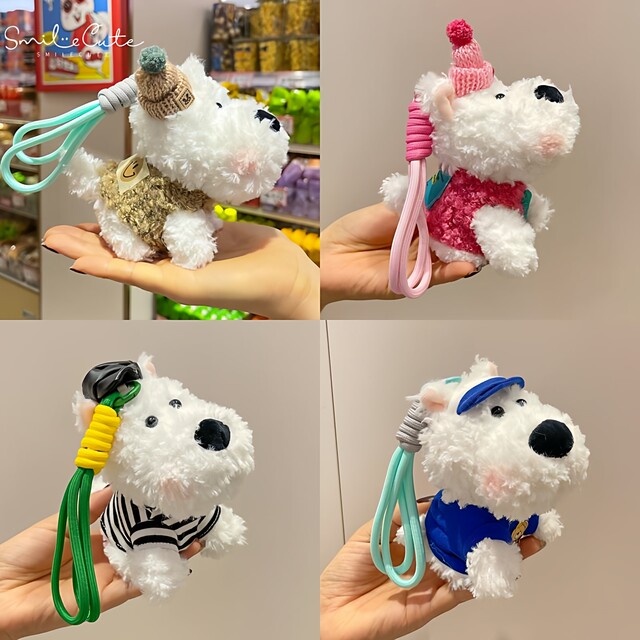 Hong Kong Sc Internet Celebrity West Highland Terrier Plush Cartoon Dog Doll Small Toy Bag Pendant Gift
