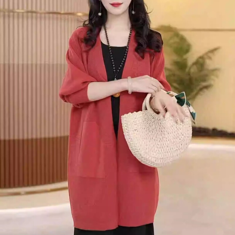 Wool Knitted Cardigan Jacket for Women, Autumn and Winter, Mid-Length, Simple, Solid Color, Loose, Large Size, Stylish Sweater Outerwear Wool Knitted Cardigan Jacket for Women, Autumn and Winter, Mid-Length, Simple, Solid Color, Loose, Large Size, Stylish Sweater Outerwear
