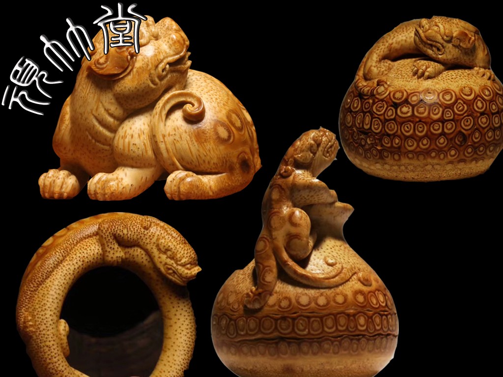 Bamboo root carving Pixiu handle piece new boutique animal bamboo carving famous custom Xu Jinping Rui animal Chilong small ornament