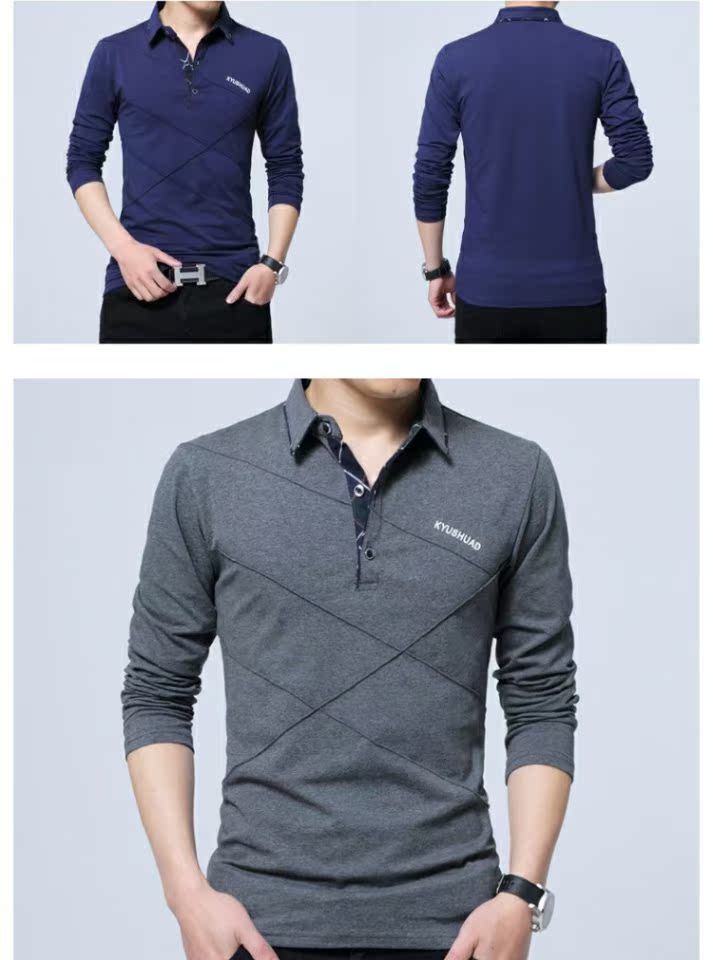 Áo thun nam dài tay ấm áp và quần áo nhung dày mùa thu thanh niên Quần áo nam size lớn trưởng thành với áo polo hàng đầu áo phông rộng nam