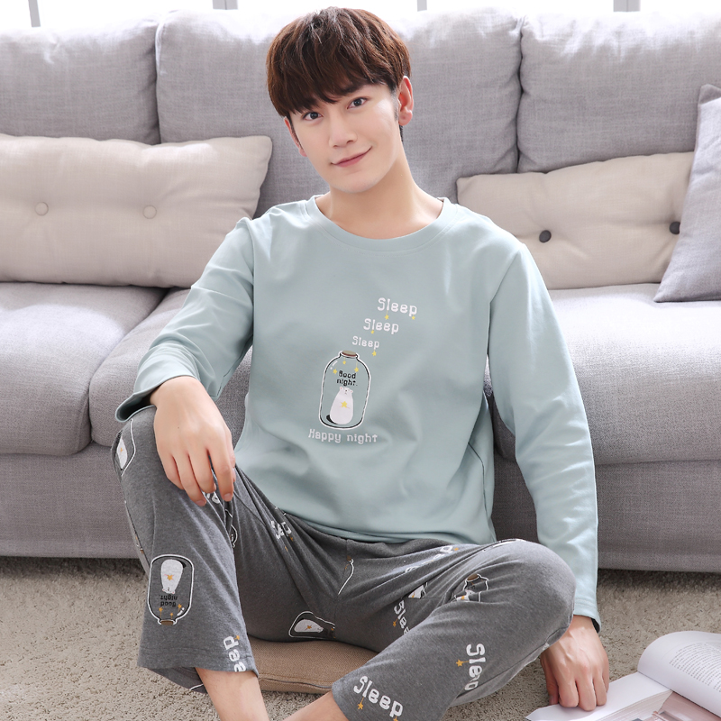 mens mùa xuân và đồ ngủ mùa thu dài sleevecotton thể thao quần áo mens mặc bông nhà mùa thu / mùa đông đang lớn nhà giản dị phù hợp với nam giới.