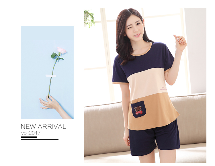 Vài bộ đồ ngủ phụ nữ mùa hè ngắn tay cotton phần mỏng Hàn Quốc phiên bản của mùa hè dễ thương hai mảnh phù hợp với nam giới kích thước lớn dịch vụ nhà bộ đồ thể thao nữ