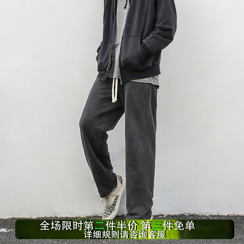 Cayan Yi's pants male American spring and summer water wash casual pants pure cotton sweaters high street straight tube pants