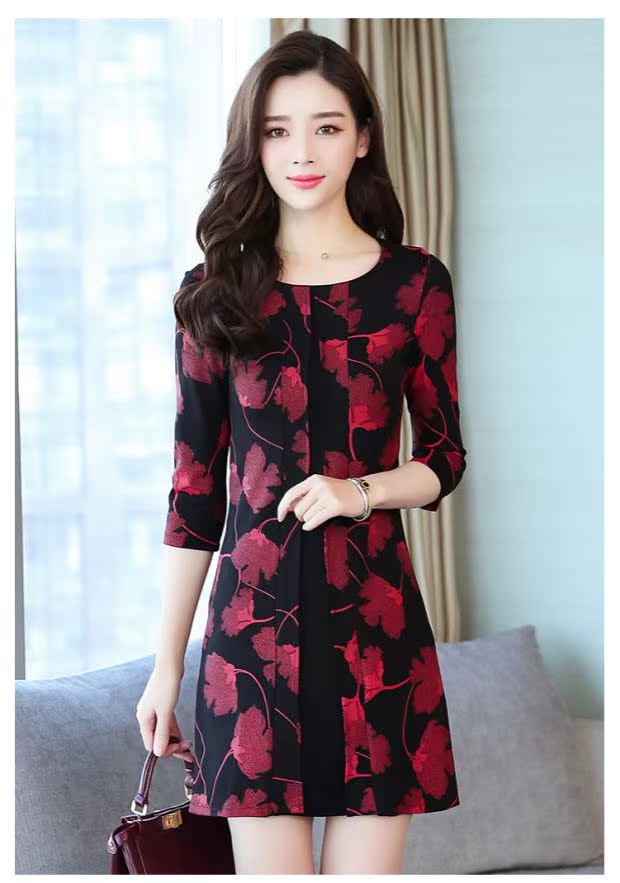 Khâu váy đầm rộng tay bảy điểm xuân hè 2019 đầu xuân mới khí chất thời trang nước ngoài nữ trung niên - Sản phẩm HOT mua váy đẹp