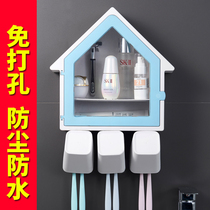 Toilet Wash Cup Shelf Shelve Shelve wall-mounted Perforated Toothbrush Barrel Toothbrush Cup Toothbrush Suit Containing Shelf Dust