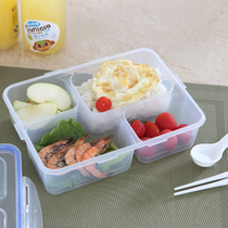 Insulation microwave lunch box four-grid student sealed box bento box fresh-keeping box split lunch box sushi box delivery spoon chopsticks