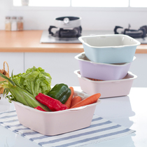 Double-layer washing basket plastic drain basket kitchen rice washing basin home living room creative fruit plate storage basket