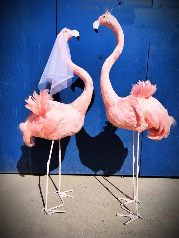 Simulated Pink Flamingo Feather Ornaments Animal Model Garden Home Window Decoration Wedding Photography Crafts Large