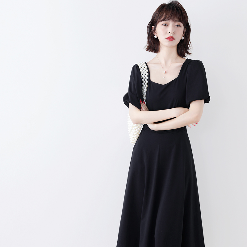 JOLIMENT High quality small black dress cover arm upper body all kinds of slim black medium long version of women