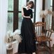 High-end velvet banquet evening dress female 2022 new black temperament elegant choir performance dress long skirt winter