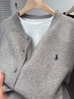 Popular brand embroidery paul cardigan men's sweater spring new round neck sweater jacket men's loose casual