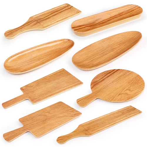 Bantamine Wood Grain Barbecue Pizza Plate Creative Sushi Flat Western Western Dining Bison Disk Handl