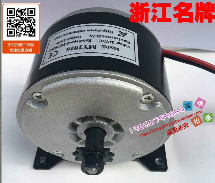 Eunette permanent magnet DC high speed motor MY1016-250W24V scooter small electric motor car with brush motor