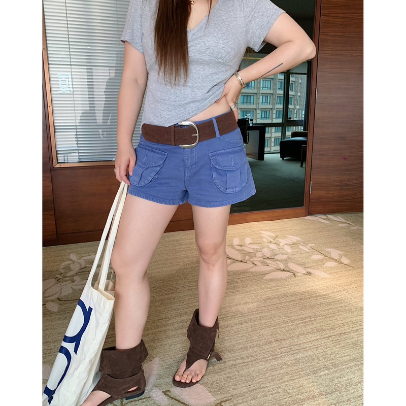 Dazi Gold Denim Shorts for Women, Ultra-Short, 2026 New Summer High-Waisted, Trendy, Plus-Size Pants for Curvy Women