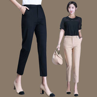 2023 new black spring and autumn high-waisted pants slim overalls nine-point pants women's trousers casual pants cigarette pants