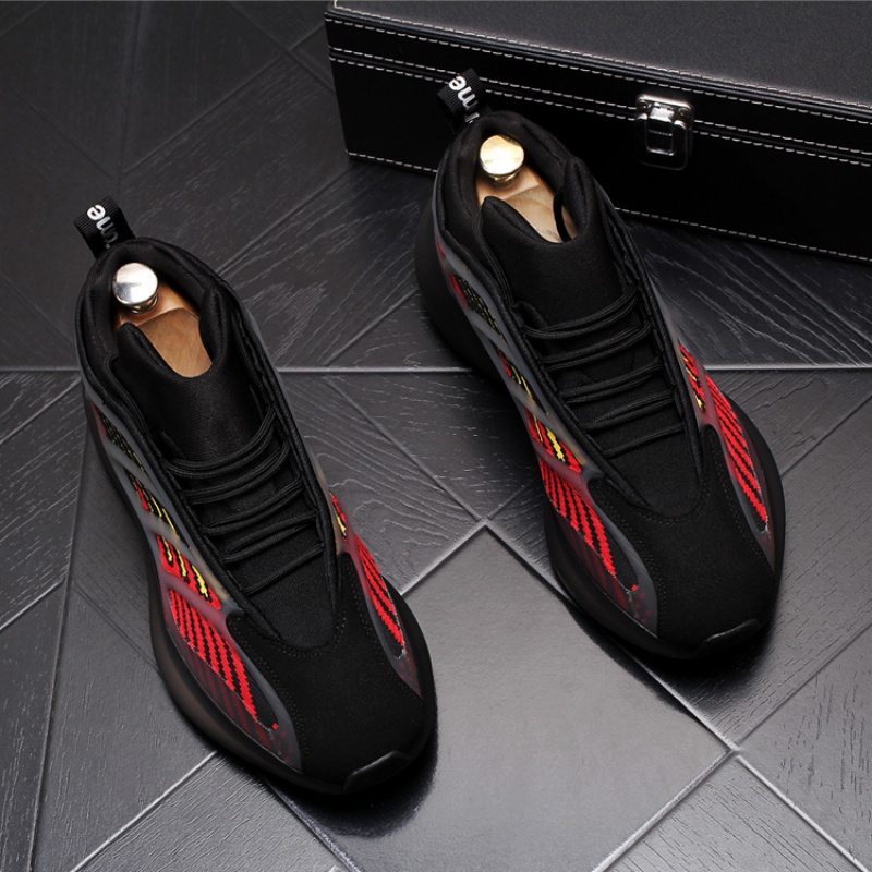 Hong Kong boomer 2020 autumn winter new men genuine leather thick bottom heightening sneakers breathable knit mesh running shoes