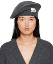GANNIGANNI 2024 Autumn and Winter New Gray Wool Blended Beret Fashionable and Versatile Painter Hat