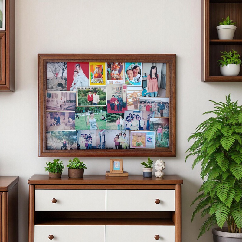 Old-Fashioned Glass Photo Frame, Simple Living Room Wall Hanging, Holds Multiple Small Photos, Gift for Parents, Holiday Gift, Souvenir Picture Frame